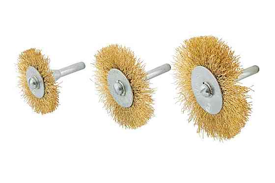 Набор щеток MASTERTOOL 3 шт - дисковые со стержнем ¼" из латунированной рифленой проволоки Ø 50/63/7 Харьков