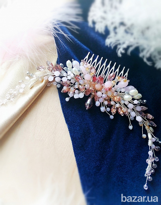Перлина сяюча ніжна нюдовий гілочка гребінь заколка рожевий бузковий беж весільна Луцк - изображение 2