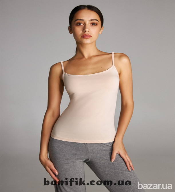 Женская бежевая майка на тонкой бретели "Basic" (арт. LVSK 401/00/03) Кривий Ріг - зображення 1