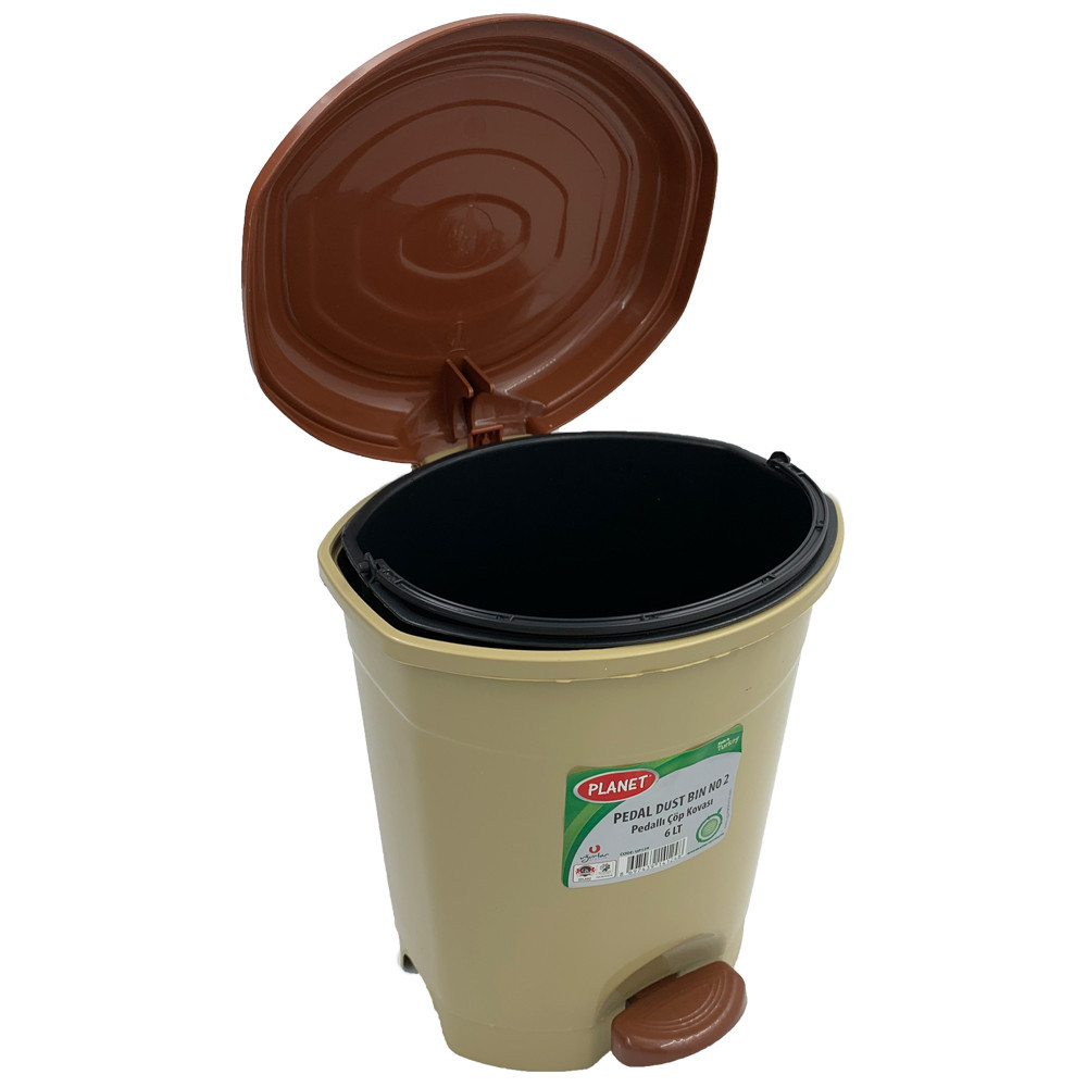 Ведро для мусора с педалью Planet №2 6 л бежевое Київ - зображення 3