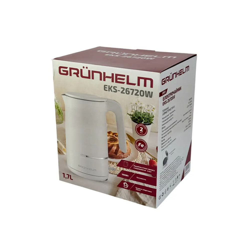 Электрочайник Grunhelm EKS-26720W 1.7 л белый Киев - изображение 6