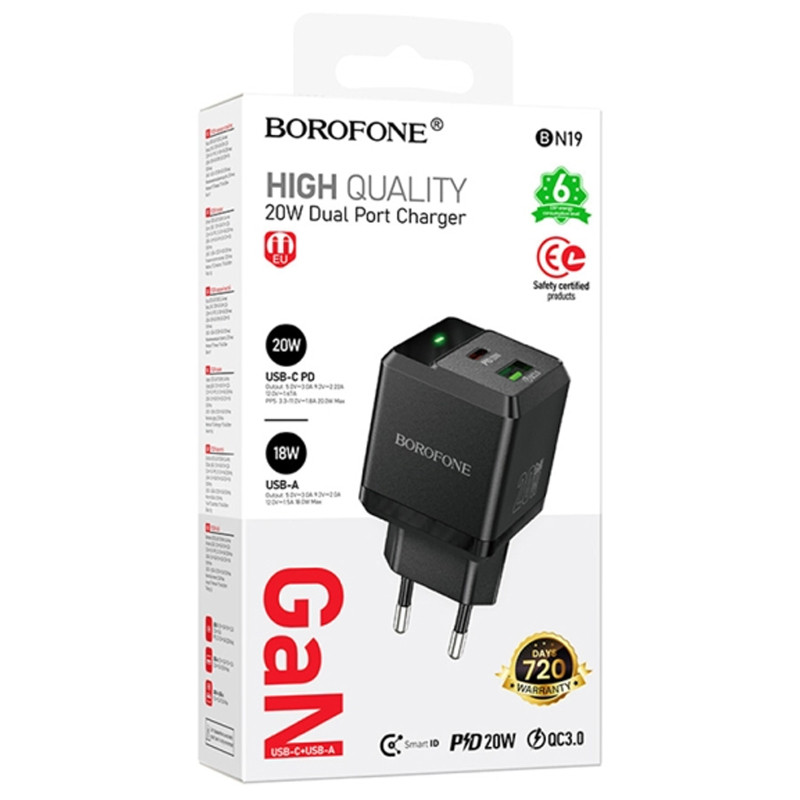 СЗУ Borofone BN19 Intenso PD20W+QC3.0 (1USB-A/1C) Херсон - зображення 2