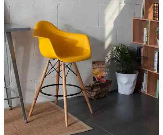 Стілець Тауер Вуд Eames барний високий жовтий Дніпро