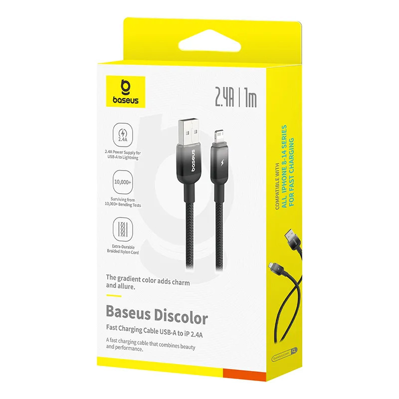 Дата кабель Baseus Discolor Series Fast Charging USB to Lightning 2.4A (1m) (P10374900) Херсон - изображение 4