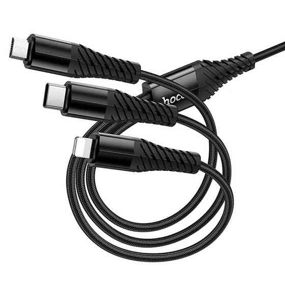 Дата кабель Hoco X123 Victory 3in1 Type-C to Lightning/Type-C/MicroUSB 3A (1m) Херсон