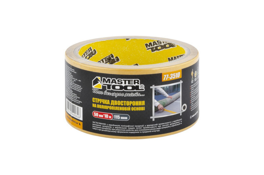 Лента двусторонняя MASTERTOOL на полипропиленовой основе 50 мм 10 м 77-3510 Харків - зображення 2