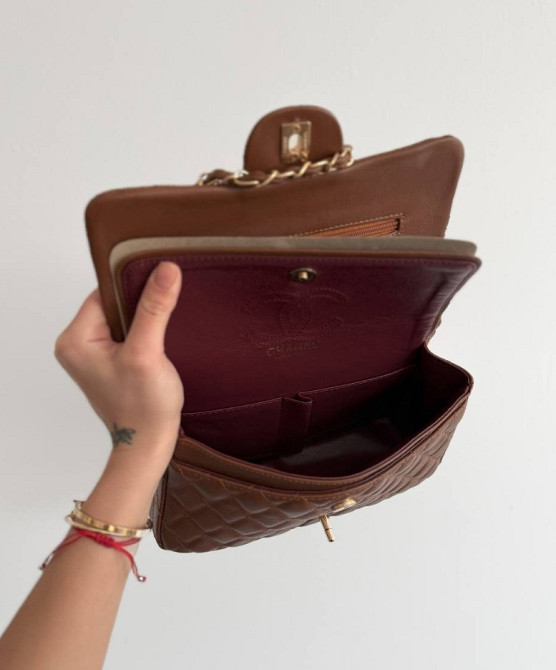 Сумка жіноча через плече кросс-боді Chanel рудого чорного кольору GB0016 Київ - зображення 4