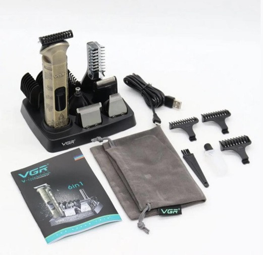 Машинка для стрижки 6 в 1 VGR V-109 5 Вт золотистая Киев - изображение 8