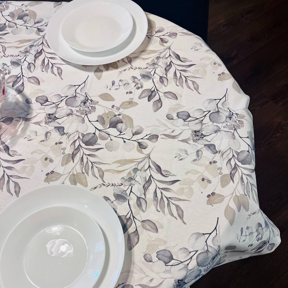 Скатерть водоотталкивающая 140х170см Эвкалипт Серый Одесса - изображение 1