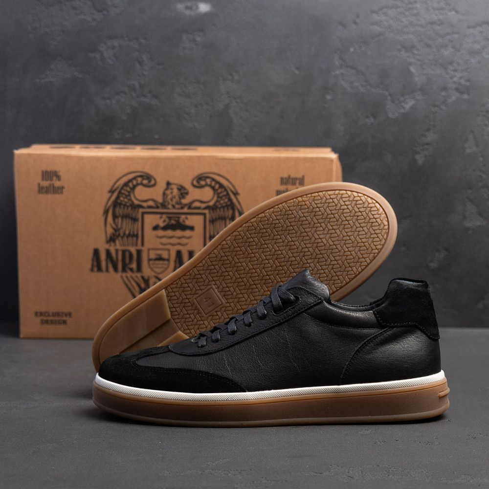 Мужские кожаные кроссовки Classic Black Київ - зображення 9