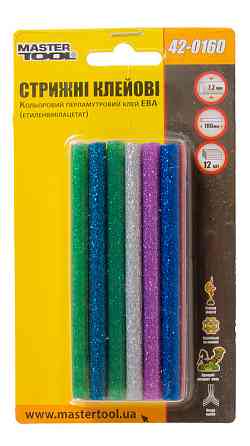Стержни клеевые MASTERTOOL 7.2х100 мм 12 шт цветные перламутровые 42-0160 Харків