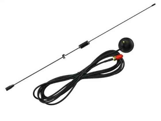 Антенна двухдиапазонная 136-174MHz/400-520MHz 3dBi, до 25W, RG174 3 м SMA-female, на магните, для ра Дніпро