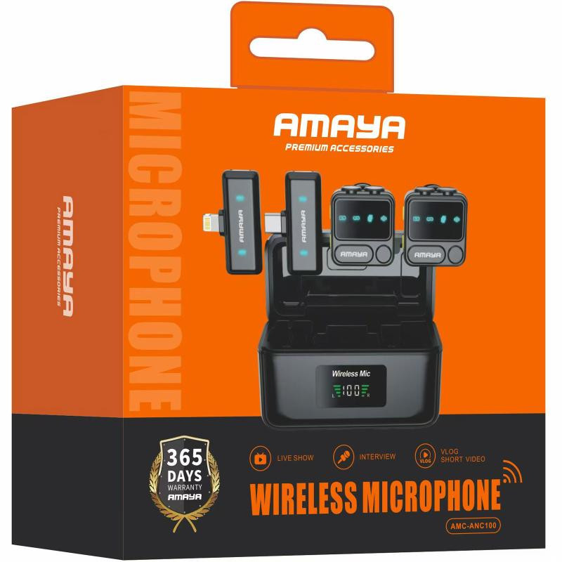 Петличный беспроводной микрофон Amaya ANC100 dual-mic 2in1 (Lightning/Type-C) Херсон - изображение 2