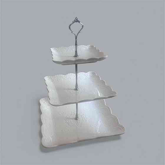 Конфетница фруктовница трёхъярусная Кружево Stenson белая MC3664 Одеса