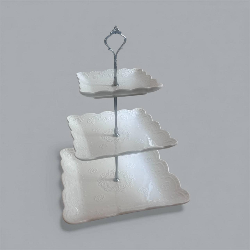 Конфетница фруктовница трёхъярусная Кружево Stenson белая MC3664 Одеса - зображення 4