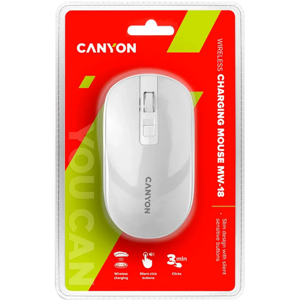 Мышь компьютерная безпроводная Canyon Wireless White CNS-CMSW18PW белая Київ - зображення 5