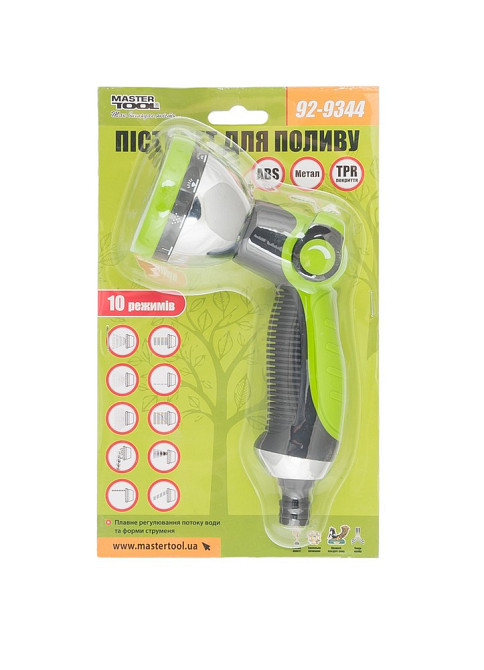 Пистолет для полива MASTERTOOL JET LINE ½" 10 режимов металлическое сопло TPR покрытие 92-9344 Харків - зображення 5
