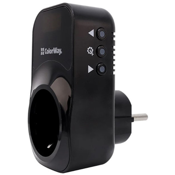Реле напруги ColorWay (16A/3680W) 150V-210V/230V-280V DS1 Black (CW-VR16-04D) Харків - зображення 1