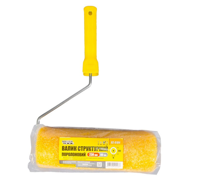 Валик малярный структурный MASTERTOOL Moltopren Decor 80/230 мм Ø 6 мм с ручкой 92-6104 Харків - зображення 3