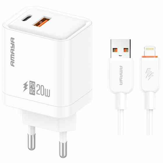 Уценка СЗУ Amaya E77D PD20W+QC3.0 (1USB-A/1C) + кабель USB to Lightning Херсон