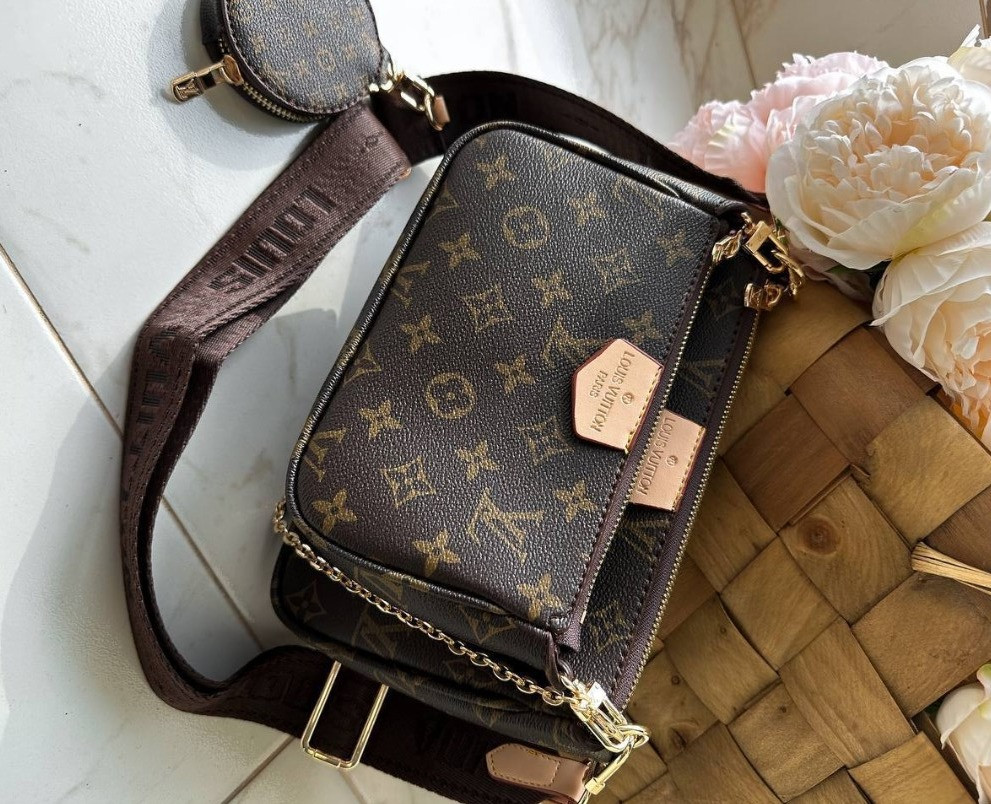 сумка louis vuitton: женская кроссбоди Люкс Pochette Multi Brown Leather TR00012 Київ - зображення 1
