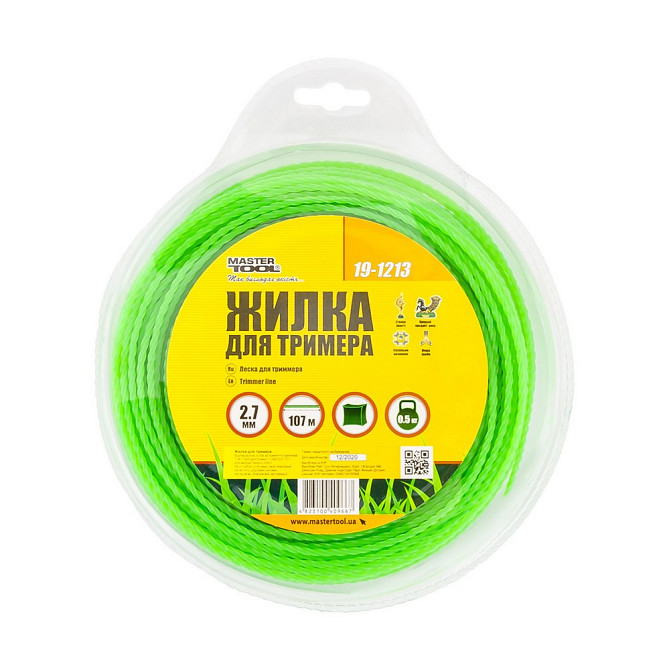 Леска для триммера MASTERTOOL КВАДРАТ КРУЧЕННЫЙ 2,70 мм 107 м блистер 19-1213 Харьков - изображение 2