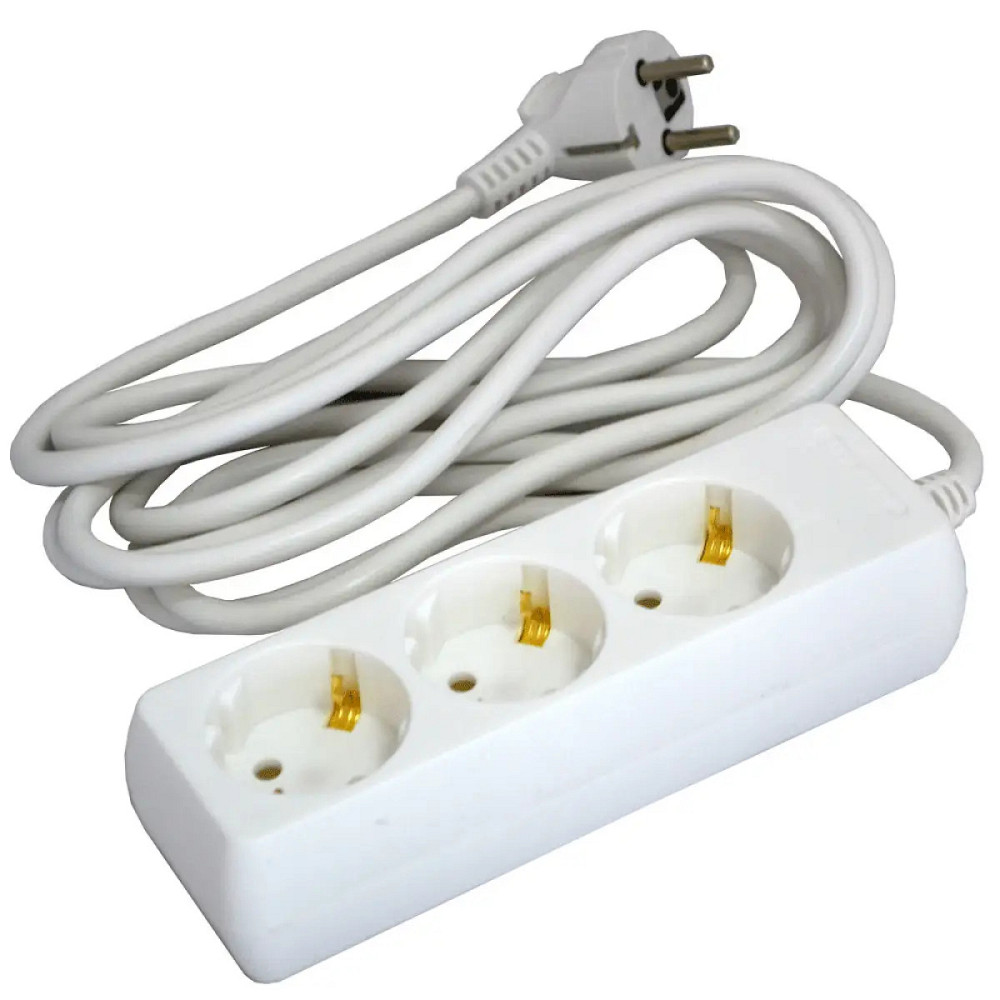 Удлинитель сетевой кассетный на 3 розетки Grunhelm G3W3M 3 м белый Київ - зображення 1