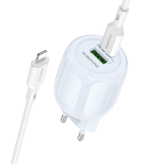 СЗУ Borofone BA94A Lustrous PD30W+QC3.0 (1USB-A/1C) + кабель Type-C to Lightning Херсон - изображение 1