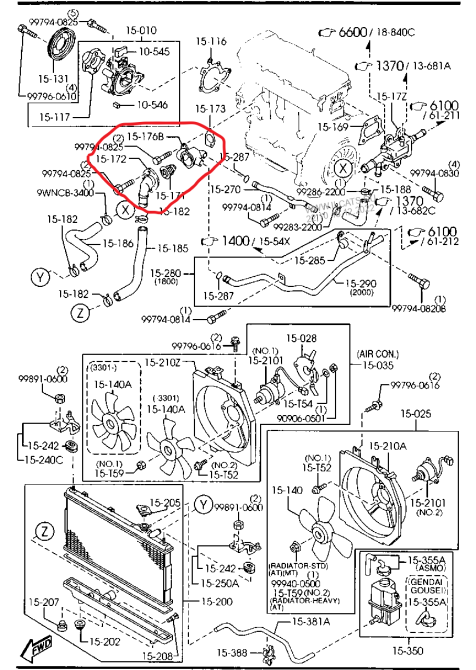 Mazda FS0515176A, Корпус термостата Мазда Премасі FP, FS, FP4715172 Винница - изображение 3