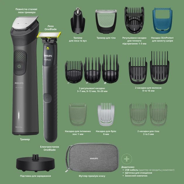 Машинка для стрижки волос в наборе Philips серии 9000 (19-в-1) MG9556/15 черная Київ - зображення 2