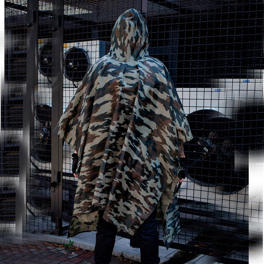 Дощовик пончо для військових, плащ-намет тактичний лісовий камуфляж Луцьк - зображення 3