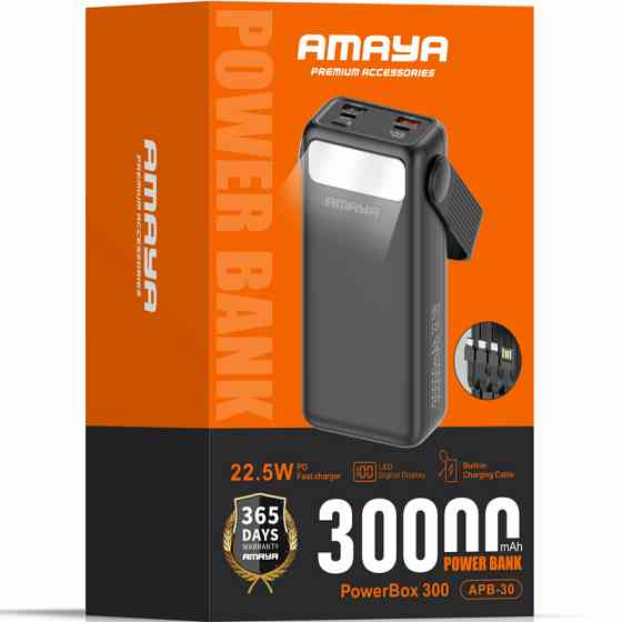 Уценка Портативное ЗУ Power Bank Amaya APB-30 22.5W flashlight with cable 30000 mAh Херсон