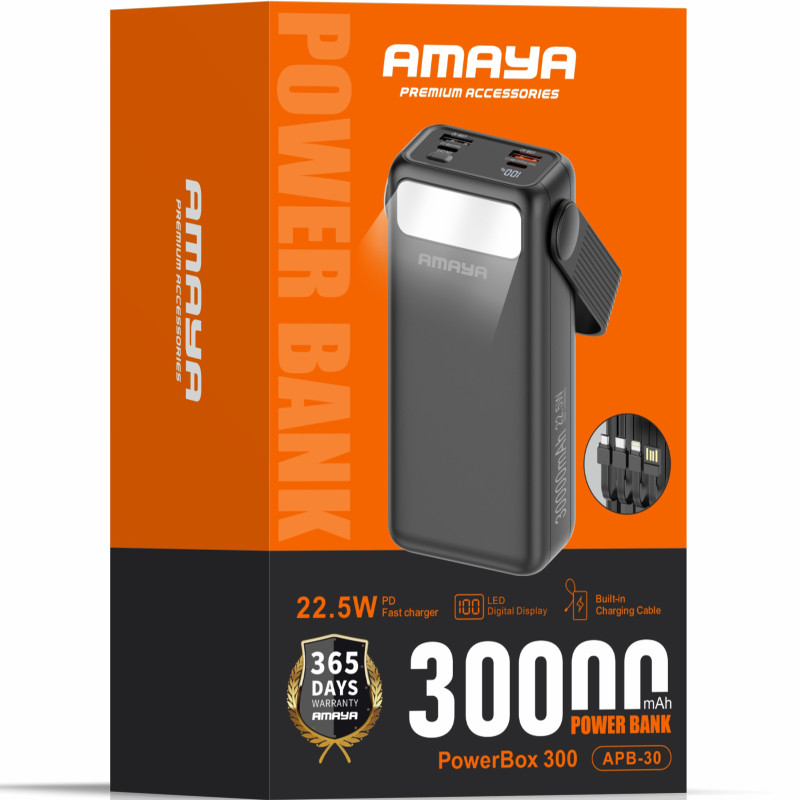 Уценка Портативное ЗУ Power Bank Amaya APB-30 22.5W flashlight with cable 30000 mAh Херсон - зображення 2