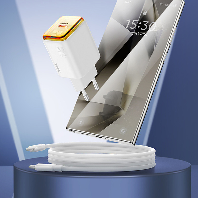 СЗУ Hoco N54 Monsoon PD45W (1USB-C) + кабель Type-C to Type-C Херсон - изображение 3