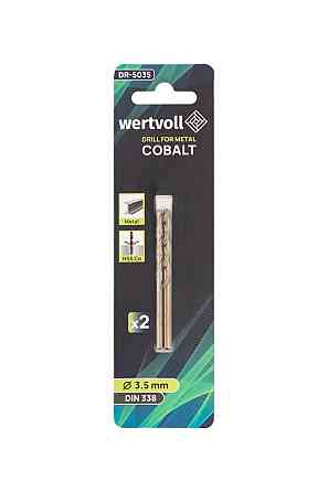 Сверло для металла WERTVOLL HSS 3.5х70 мм COBALT DIN 338 набор 2 шт DR-5035 Харків