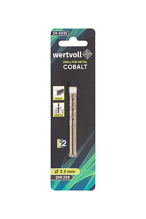Сверло для металла WERTVOLL HSS 3.5х70 мм COBALT DIN 338 набор 2 шт DR-5035 Харків - зображення 3