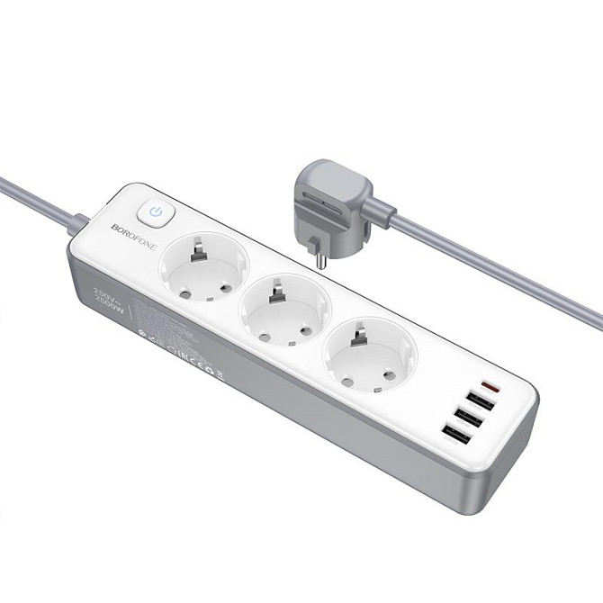 Удлинитель Borofone BAC9 Power PD20W (3USB-A/1C/3xSocket) (2m) Херсон - изображение 2