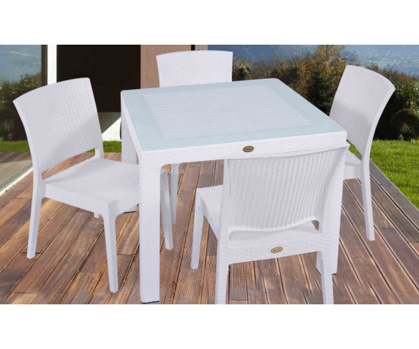 Стіл Олаф пластиковий ротанг 90*90 білий Днепр - изображение 3