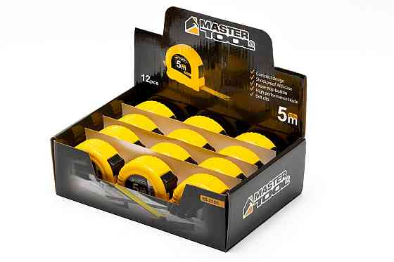 Рулетка MASTERTOOL 5 м×19 мм фиксатор полотна кнопка STOP противоскользящий крючок 65-2105 Харьков