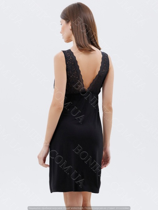 Женская чёрная сорочка из вискозы с кружевными вставками "Amour" (60047) (арт. 1726) Кривой Рог - изображение 4