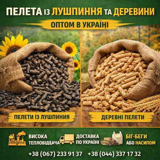 Пелета з лушпиння та з деревини Полтава