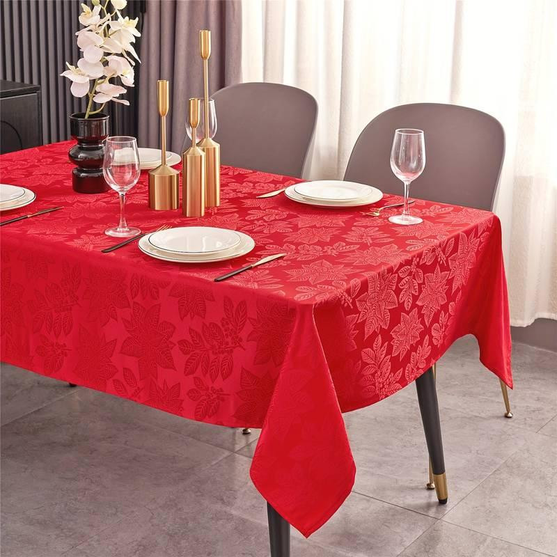 Жаккардовая скатерть Leeseph Рождественник 150×210см красная Одесса - изображение 1