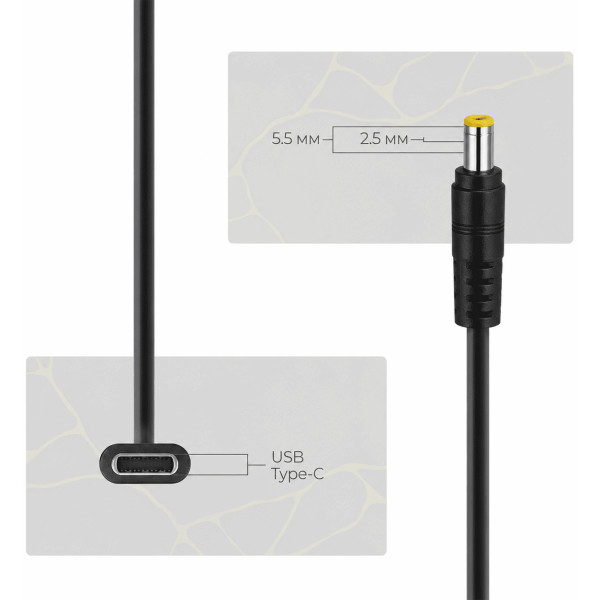 Кабель живлення ArmorStandart Type-C to DC 5.5x2.5 DC 5.5x2.5 18.5-20V Flat 1m (ARM91553) Харків - зображення 3