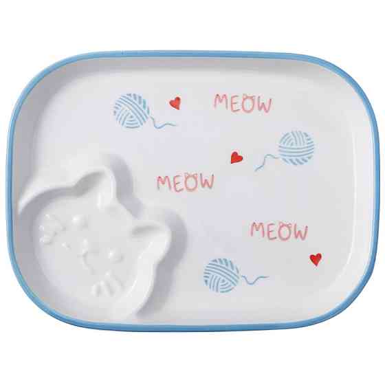 Тарілка дитяча на 2 секції Котик 8999 24,5х18.5 см синя Киев