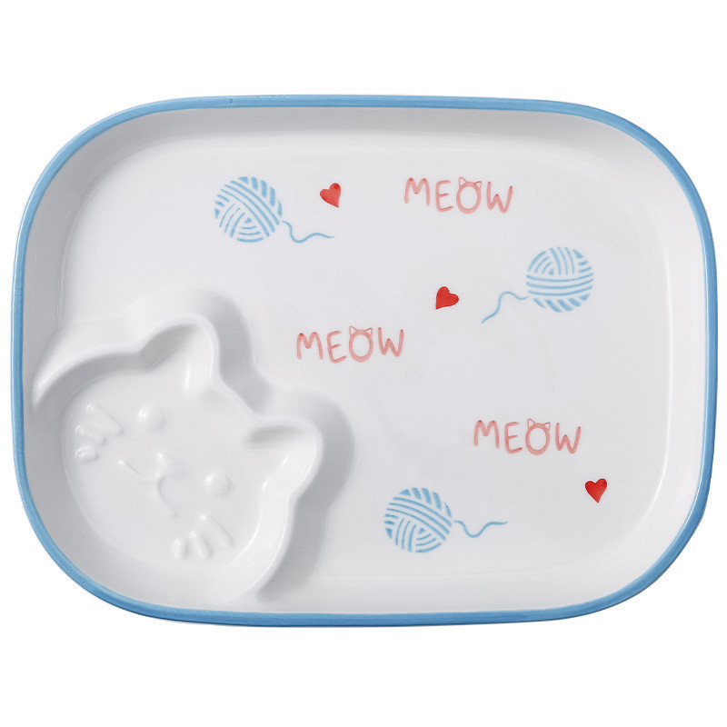 Тарілка дитяча на 2 секції Котик 8999 24,5х18.5 см синя Киев - изображение 1