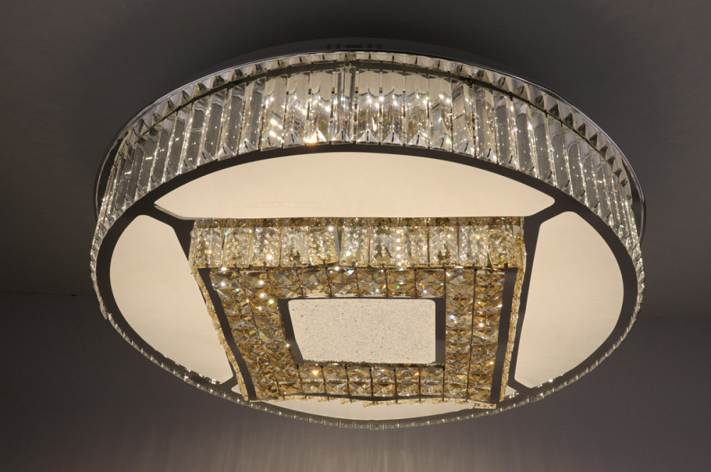 Люстра стельова кришталева LED з пультом C3132/800 Хром 19х72х72 см. Київ - зображення 1