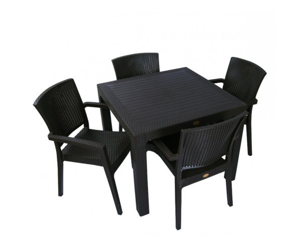 Стіл Олаф пластиковий ротанг 90*90 чорний Днепр - изображение 2