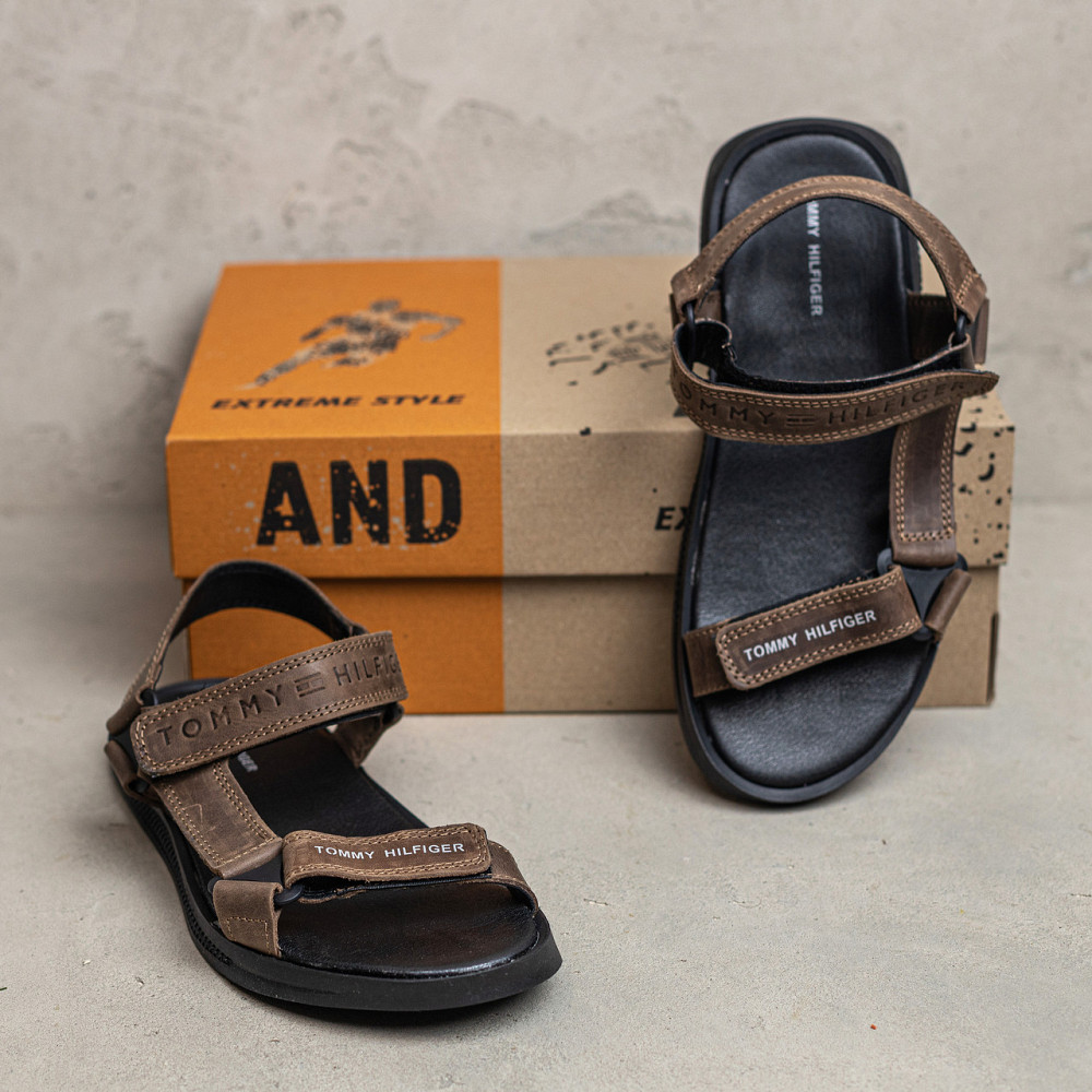 Мужские кожаные сандалии Tommy Hilfiger Olive Киев - изображение 5