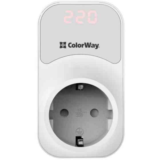 Реле напруги ColorWay (16A/3680W) 150V-210V/230V-280V DS1 White (CW-VR16-01D) Харків