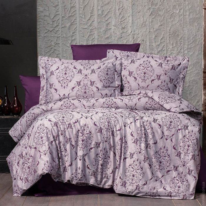 Постільна білизна євро Arya Arya Vogue Органік Жаккард Paris AR-A107256-Violet 200x220 см фіолетовий Киев - изображение 1